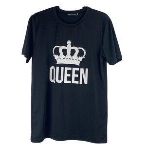 Unbranded Womens T-Shirt Size M Queen Logo Activewear Top Lightweight Black